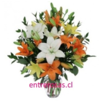 Florero de Lilums Asiáticos de color Blanco y naranjo