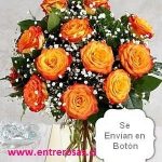 Florero de una docena de rosas Bicolor