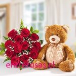RAMO CON 12 ROSAS  MAS PELUCHE FLR812