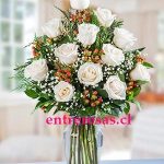 FLORERO 12 ROSAS BLANCAS