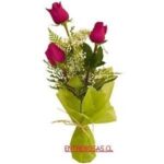 FLORERO 3 ROSAS ROJAS
